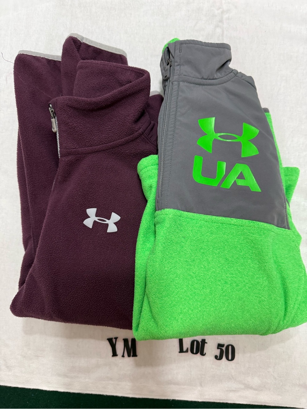 Under Armour Kids Plum Fleece Quarter Zip & Neon Green Fleece Quarter Zip